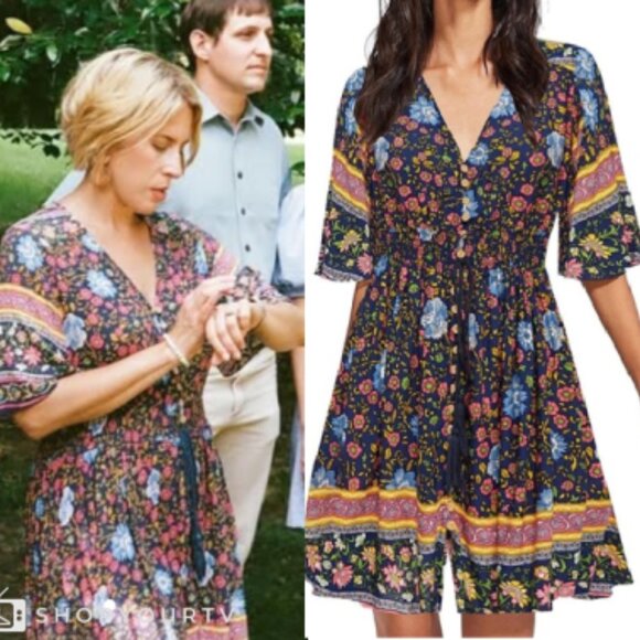 Zesica Cottagecore Bohemian Floral Print Wrap Around Dress Sz XL - Picture 2 of 14